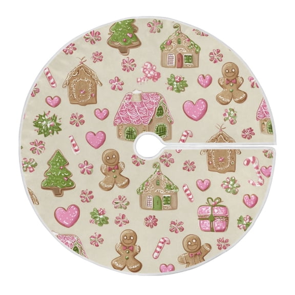 Christmas Tree Skirt 47.2 Inch Pink Cute Christmas Pattern Tree Skirt Christmas Tree Mat Decor for Christmas Party Ornaments Decorations