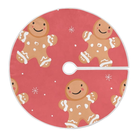 Christmas Tree Skirt 47.2 Inch Smiling Gingerbread People Tree Skirt Christmas Tree Mat Decor for Christmas Party Ornaments Decorations