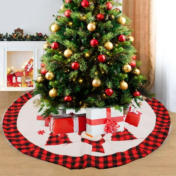 Taicans Christmas Tree Skirt 48.4in Red & Black Buffalo Plaid with Sequins - Xmas Tree Bottom Decoration for Gift Storage,Floor Protection & Festive Home Decor,Reusable,Easy Store