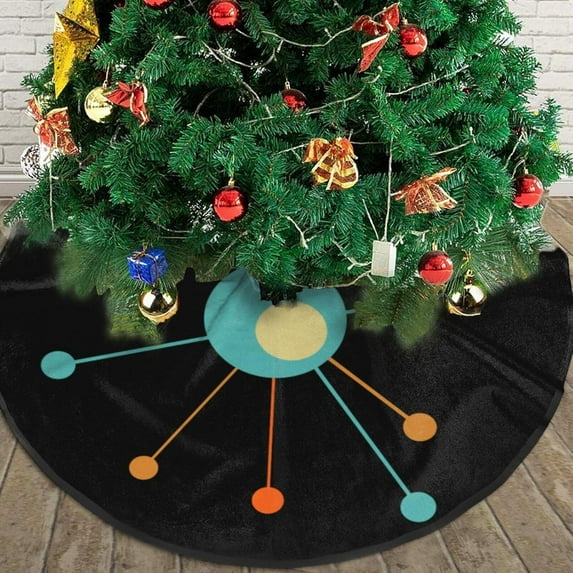 Christmas Tree Skirt, 48" Colorful Atomic Mid Century Modern for Christmas Decorations&Ornaments
