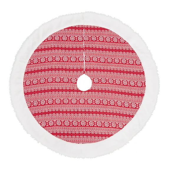 Christmas Tree Skirt, 48 Inch Faux Fur Plush Tree Skirt, Xmas Holiday Party Decor