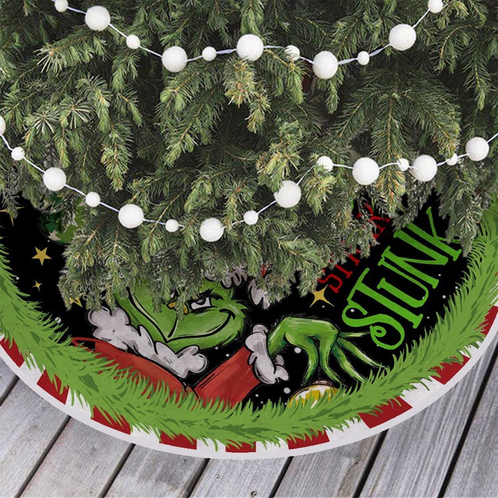 Grinchh Christmas Tree Skirt 48Inch Green Velvet Grnch Design for a