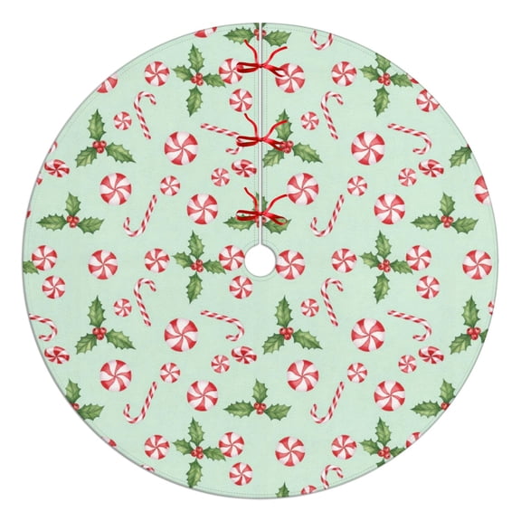 Christmas Tree Skirt 48 Inch, Perfect for Holiday and Xmas Decorations,Christmas Candy Holly Mint Pattern