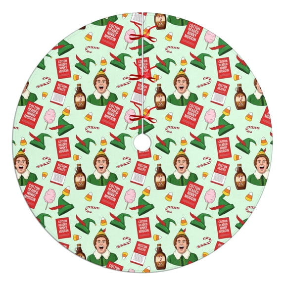 Christmas Tree Skirt 48 Inch, Perfect for Holiday and Xmas Decorations,Christmas Elf Movie Mint Pattern