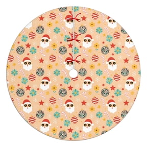 Christmas Tree Skirt 48 Inch, Perfect for Holiday and Xmas Decorations,Christmas Santa Disco Ball Peach Pattern