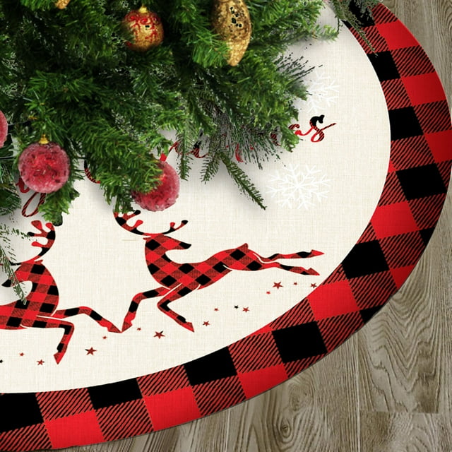 Christmas Tree Skirt, 48 Inches Red Christmas Tree Skirt, Xmas Tree