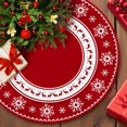 thumbnail image 1 of Christmas Tree Skirt 48 Inches Red Xmas Soft Cover Mat Decor Retro Xmas Tree Skirt for New Year Holiday Ornaments Indoor Outdoor Decorations (Snowflake Reindeer), 1 of 6