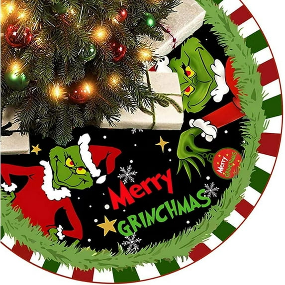 Christmas Tree Skirt 48 Inches Tree Skirts, Large Christmas Decor Mat for Decor Holiday Party Indoor Outdoor