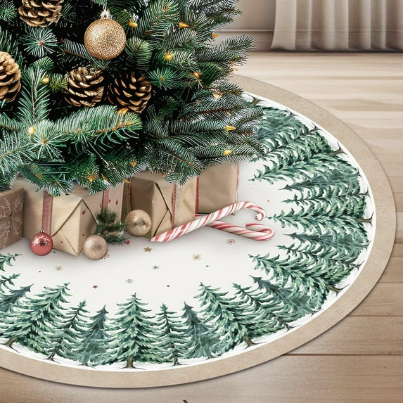 Christmas Tree Skirt 48 inch, Snowflake Winter Holiday Christmas Tree Skirt, Farmhouse Xmas Tree Skirt Ornaments for Christmas Tree, Holiday Decor Party Christmas Decorations (48 Inch)