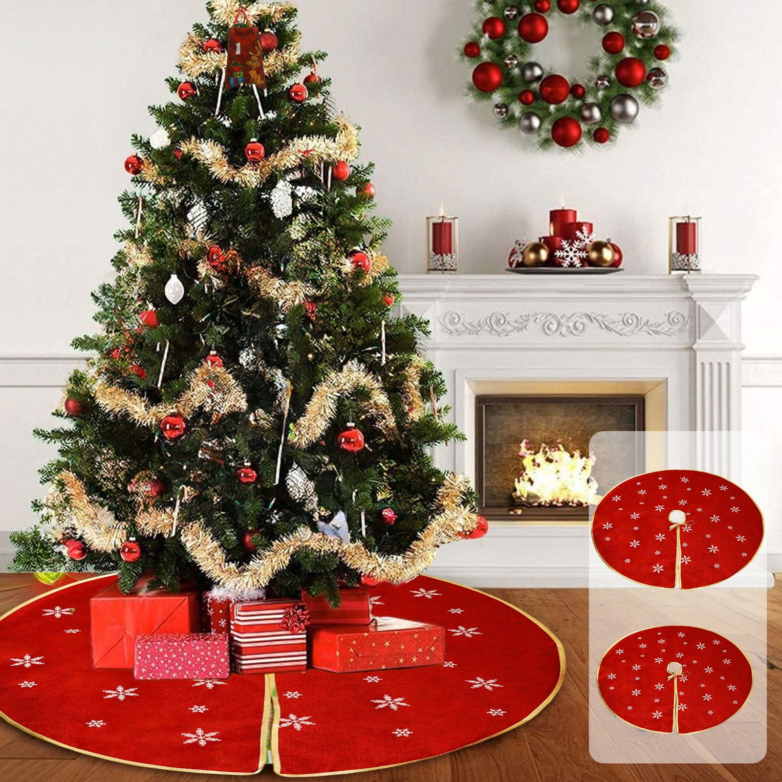 Christmas Tree Skirt under $5! kkbbma Christmas Tree Skirt, Snowflake ...