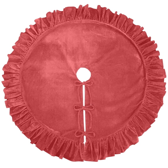 Christmas Tree Skirt 60 Inches Velvet Ruffled Edge Classic Large Plush Tree Base Cover Suitable For Merry Christmas Indoor Scene Arrangement