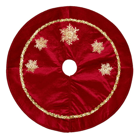 Christmas Tree Skirt 60Cm/23.62In - Red Velvet Tree Skirt for Holiday Party Decoration
