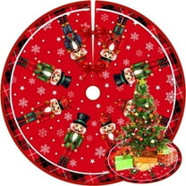 Christmas Tree Skirt 90cm Nutcracker Tree Collar Red Tree Skirt Xmas Tree Skirt Farmhouse Christmas Trees Skirt Christmas Decorations for Home Party