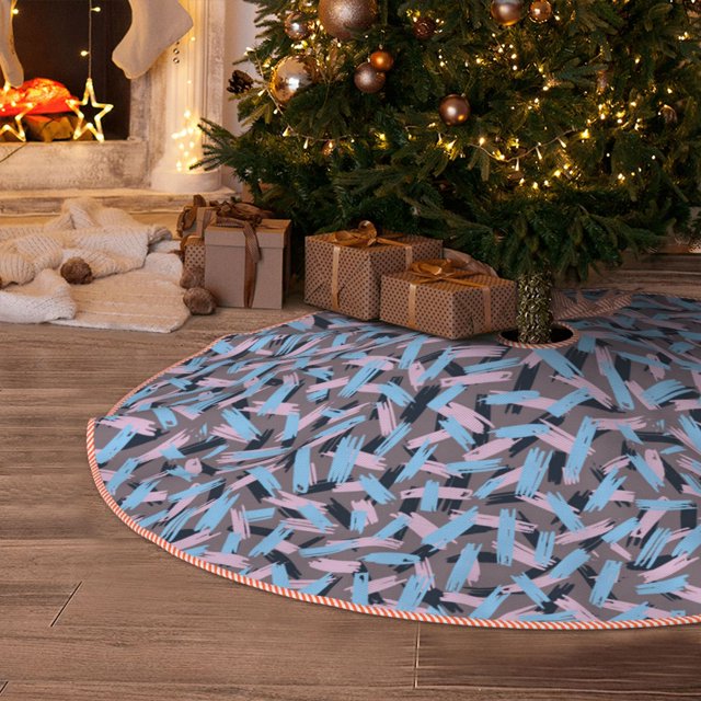 Christmas Tree Skirt, Abstract blue line Christmas Decorations Funny