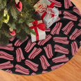 thumbnail image 1 of Christmas Tree Skirt, Bacon Print Black Soft Plush Christmas Tree Decorations Indoor, Tree Skirts Mat for New Year Halloween Holiday Christmas Party Decor 48", 1 of 6