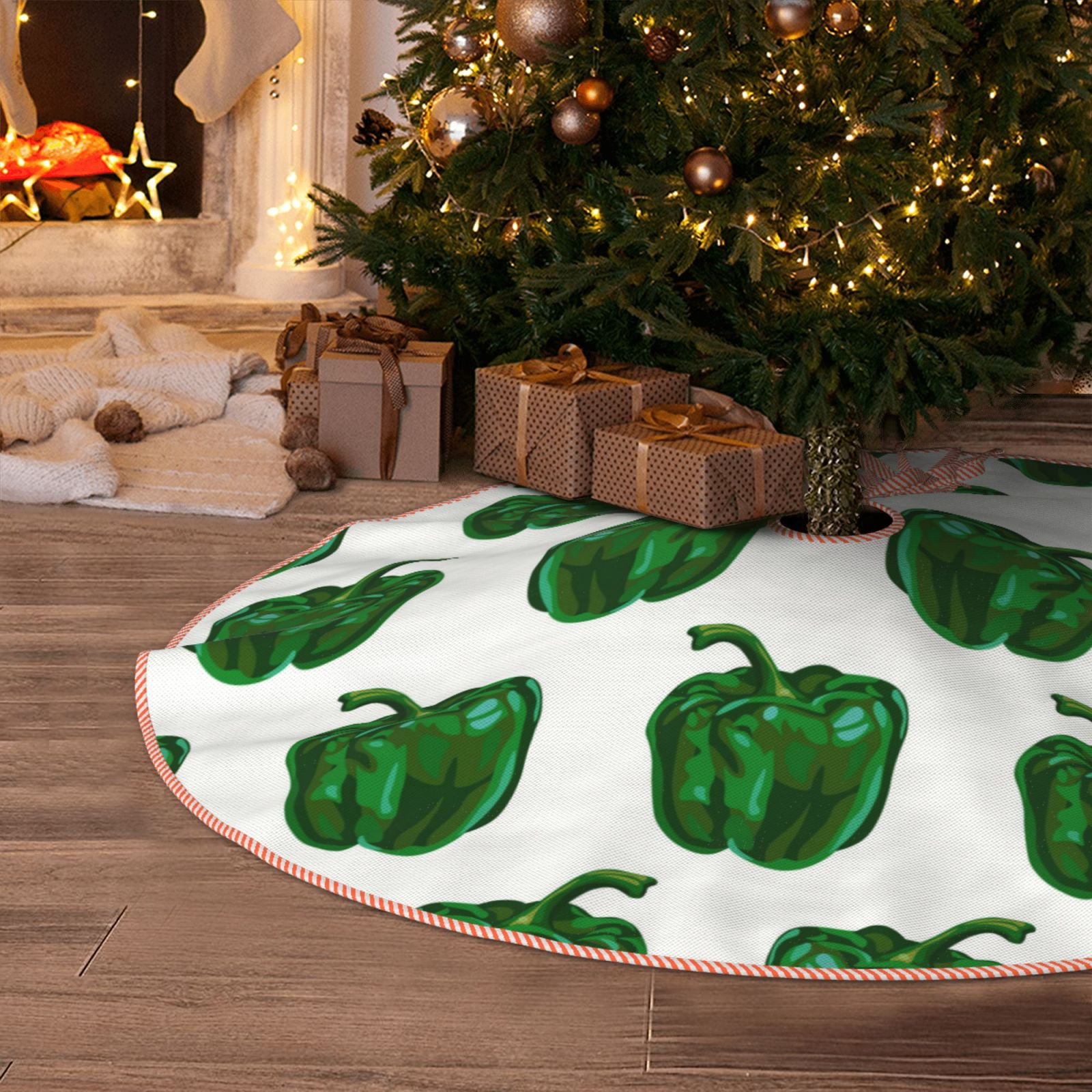 Christmas Tree Skirt, Bell Pepper Pattern green Soft Funny Christmas