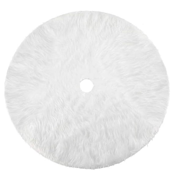 Christmas Tree Skirt,Bexikou Faux Fur Christmas Tree Base Covers,White Soft Thick Plush Faux Fur Xmas Tree Decoration Mat for Xmas Party New Year Party, 48inches/122cm