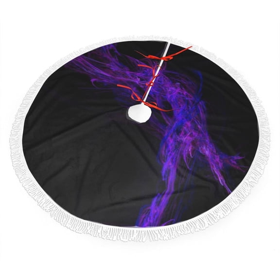 Christmas Tree Skirt Black Purple Abstract Xmas Tree Skirt with Tassels Christmas Holiday Decoration 36"