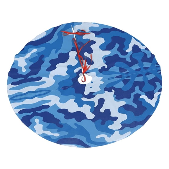Christmas Tree Skirt Blue Camouflage Xmas Tree Skirt Mat for Christmas Decorations Party Holiday 48"