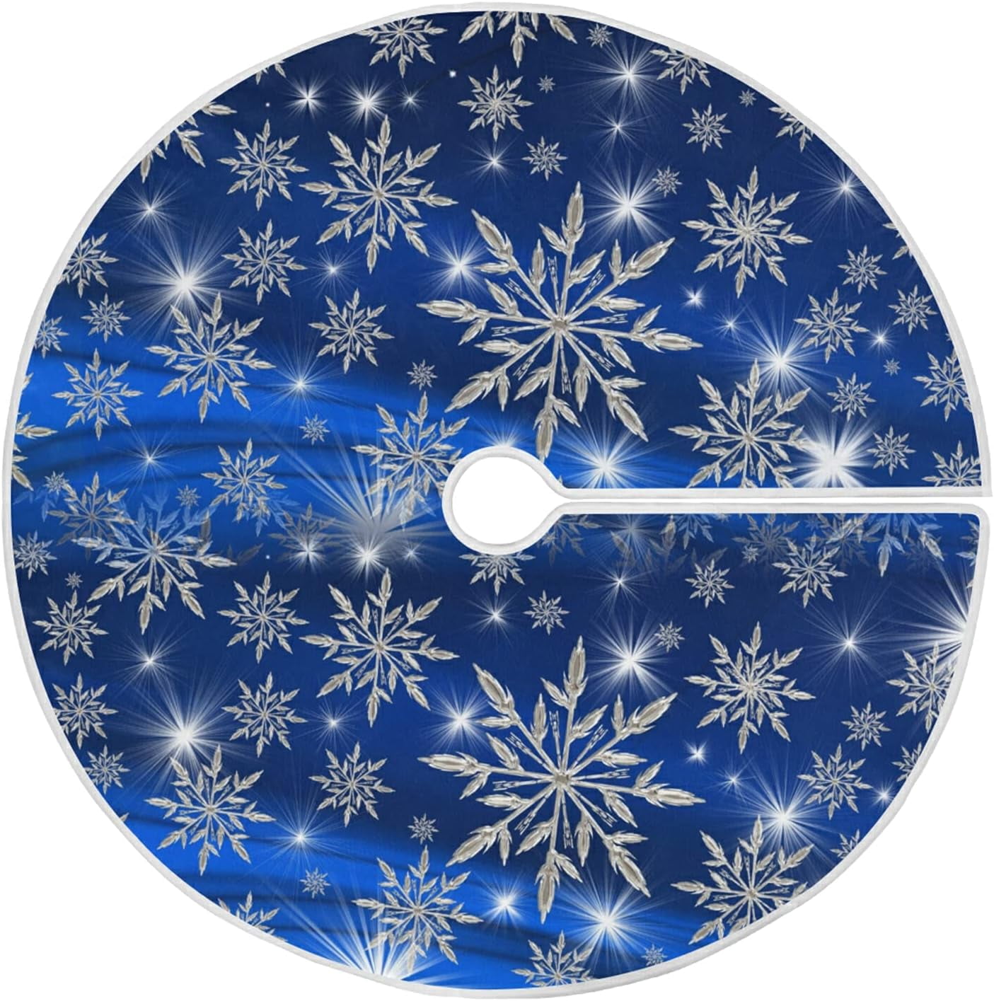 Christmas Tree Skirt Blue Silver Xmas Tree Base Cover Mat Party Home
