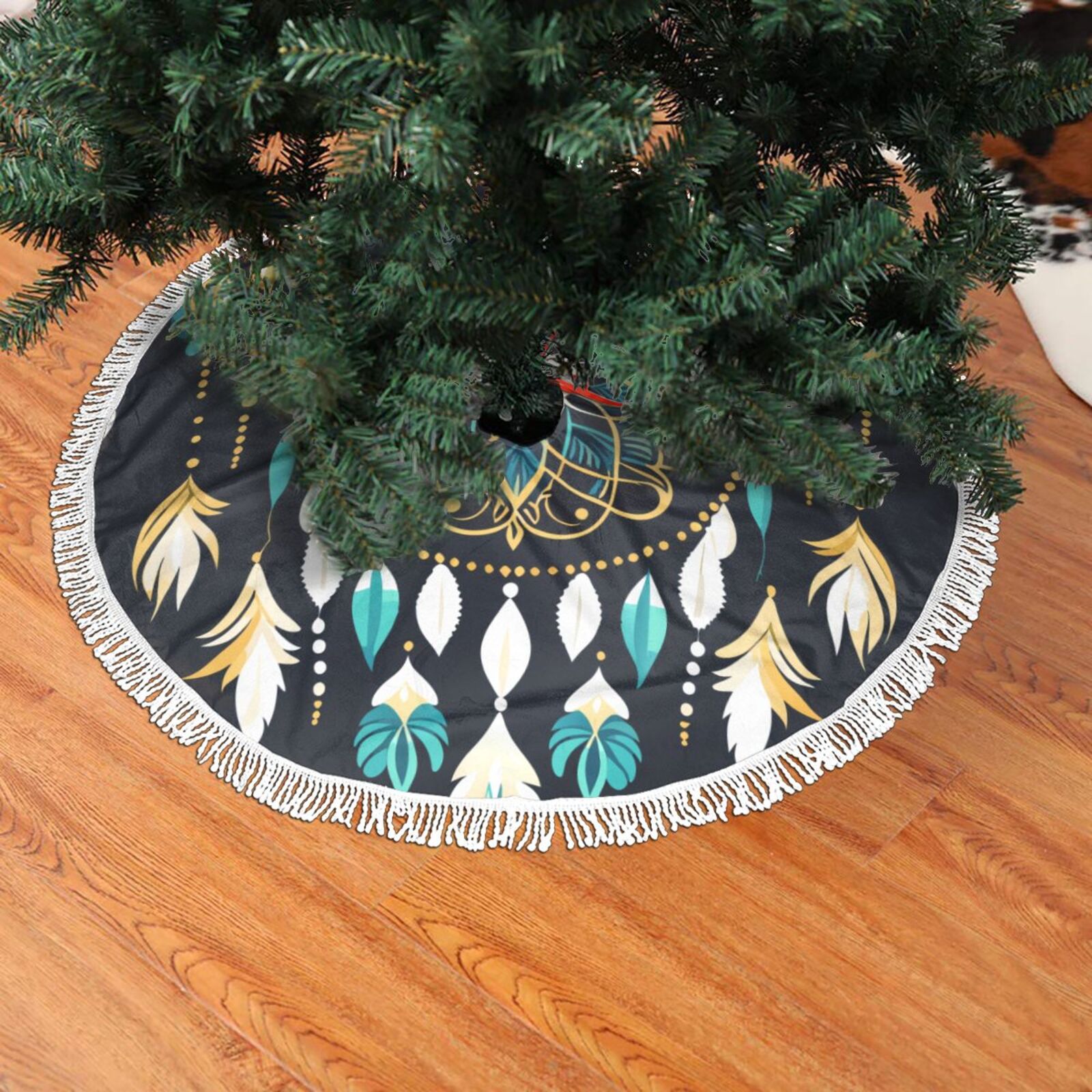 Christmas Tree Skirt, Boho Dreamcatcher Christmas Tree Decorations ...