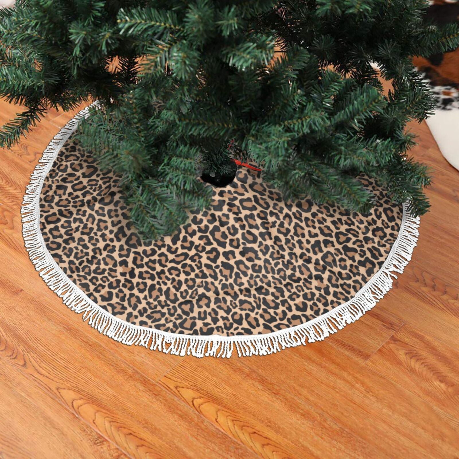 Christmas Tree Skirt, Brown leopard print A Christmas Tree Decorations