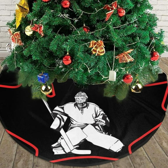Christmas Tree Skirt Canada Ice Hockey Maple 36" Round Winter Snow Suitable for Christmas, Halloween, Party Decoration Occasions
