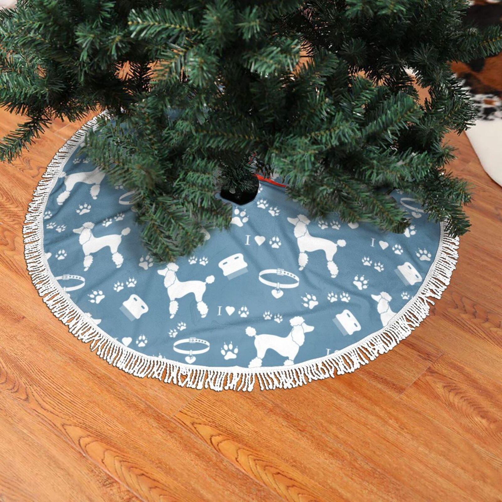 Christmas Tree Skirt Cartoon Cute Poodle Dog Halloween Tree Skirt