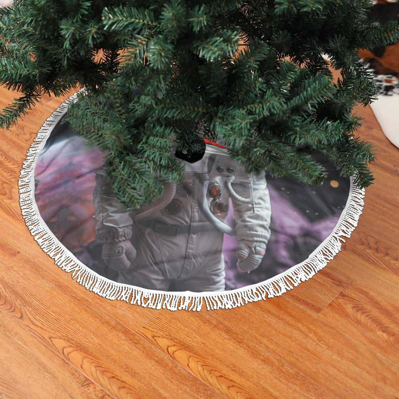 Christmas Tree Skirt, Cat Astronaut In Space Christmas Tree Decorations