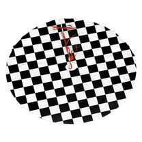 Christmas Tree Skirt Checkerboard Black And White Xmas Tree Skirt Decoration for Home Holiday Party 36"