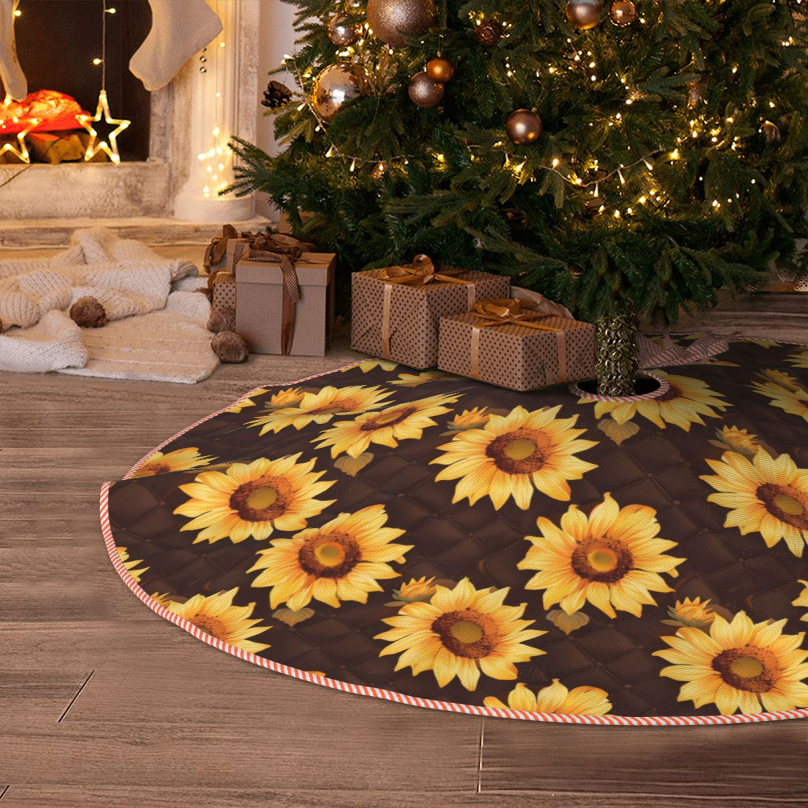 Christmas Tree Skirt Chocolate Plaid Sunflower A Halloween Tree Skirt