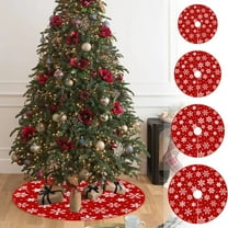 Christmas Tree Skirt Christmas Cushion Decorative Snowflake Red and White Xmas Tree Skirts Classic Farmhouse Style Double-Sided Christmas Tree Mat for Holiday Party Home Indoor Decoration