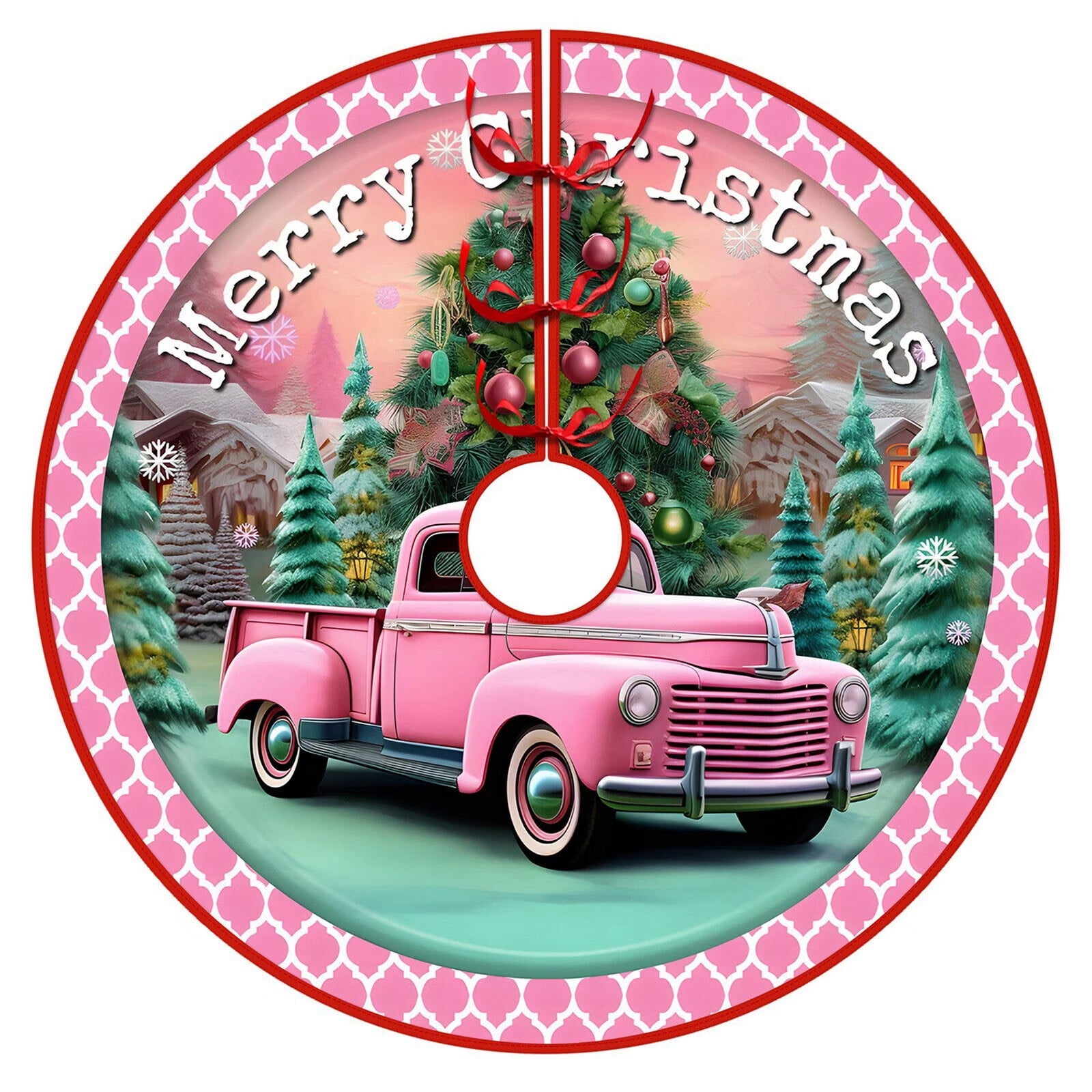 Christmas Tree Skirt Christmas Decoration Tree Skirt Pink Snowman