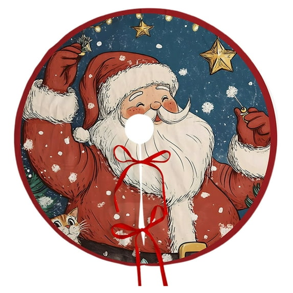 Christmas Tree Skirt Christmas Decorations Jesus Nativity Holy Night Santa Claus Xmas Trees Decoration for Home Office Winter Holiday Party Decor