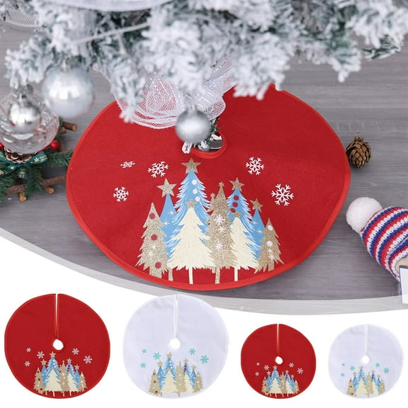 Christmas Tree Skirt Christmas Snowflake Tree Skirt Double Layer Large Xmas Tree Mat Decor Creatives Christmas Tree Bottom Aprons Mat for Winter Holiday Party Christmas Decorations 16.9inch