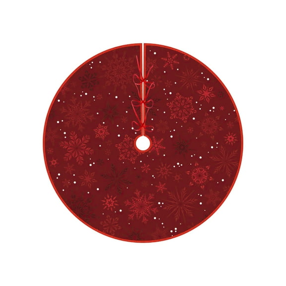 Christmas Tree Skirt, Christmas Tree Decoration, 35 Inch Red Snowflake Tree Skirt for Holiday Party, Soft Cloth Material