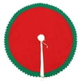 thumbnail image 1 of Christmas Tree Skirt, Christmas Tree Ornament, Solid Color Contrast Macrame Christmas Tree Skirt 35.4 Inch, Red Green Lace Decorative Fabric Durable Holiday Tree Apron, 1 of 7