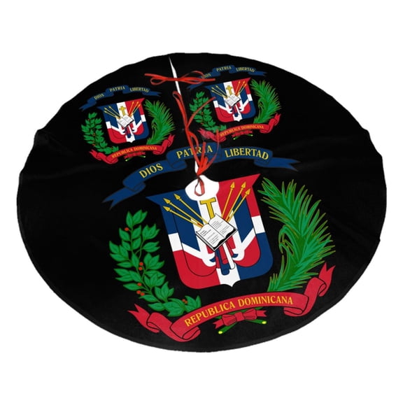 Christmas Tree Skirt Coat Of Arms Of The Dominican Republic Xmas Tree Skirt Decoration for Home Holiday Party 48"