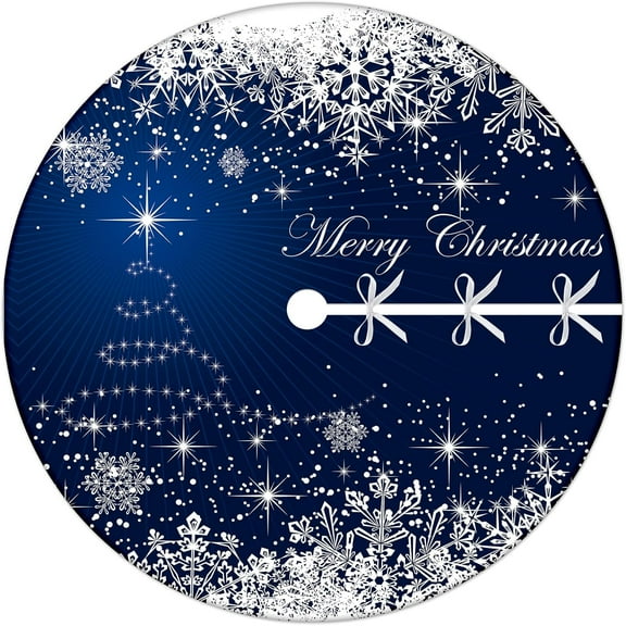 Christmas Tree Skirt Collar 48 Inch Soft Winter Snowflakes Tree Skirt Xmas Tree Skirt Winter Holiday Blue Christmas Trees Mat Decoration
