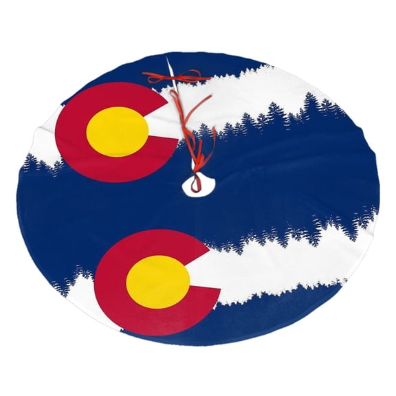 Christmas Tree Skirt Colorado Snow Mountain Xmas Tree Skirt Mat for Christmas Decorations Party Holiday 48"