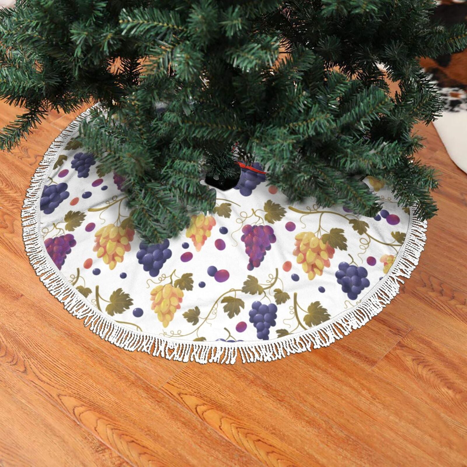 Christmas Tree Skirt, Colorful Cute Grape Christmas Tree Decorations
