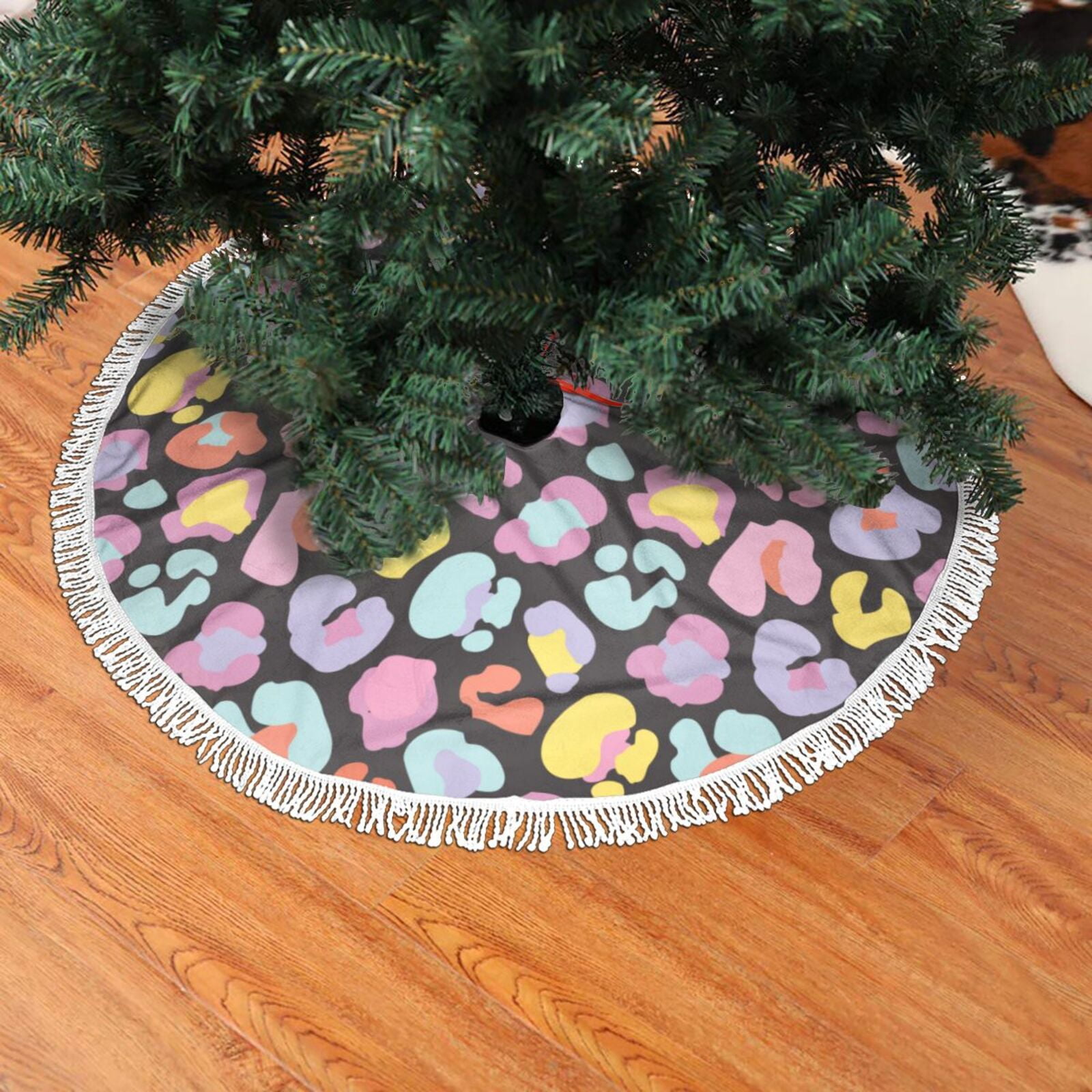 Christmas Tree Skirt, Colorful leopard spot Christmas Tree Decorations