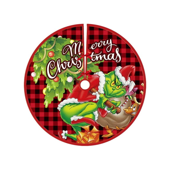 Christmas Tree Skirt,Cute Christmas Tree Mat with Pattern,Warm Winter Holiday Christmas Tree Mat Decoration,36in