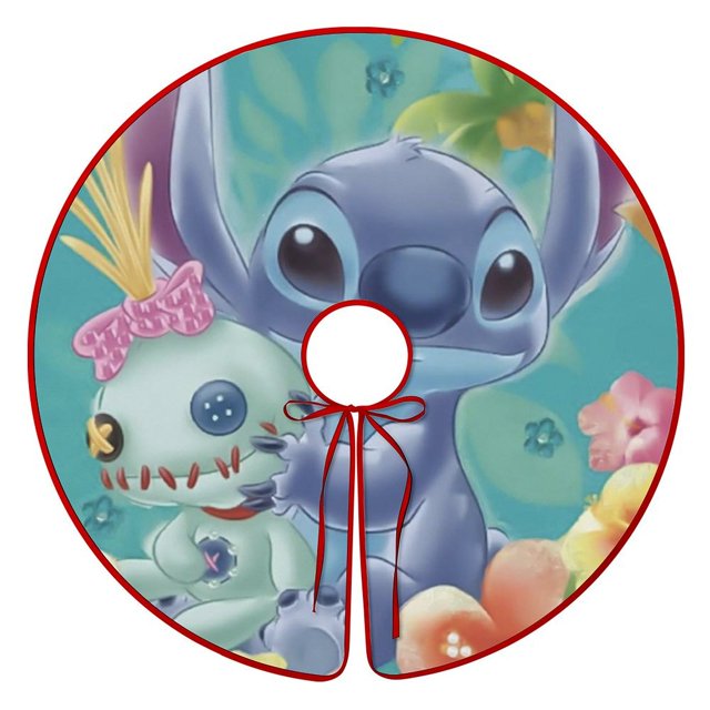 Christmas Tree Skirt Cute Stitch Xmas Tree Ornaments Snowflake Reindeer