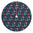 thumbnail image 1 of Christmas Tree Skirt,Dark Blue Christmas Pattern Christmas Tree Decor with Red Ribbon Ties,Round Shape,Christmas Decorations for Home 48"x48", 1 of 7