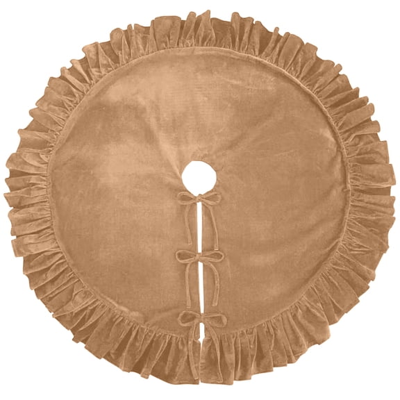 Christmas Tree Skirt Decor 48 Inch Ruffled Tree Skirt Velvet Fabric Covers Base for Indoor Outdoor Home Decor Holiday Party