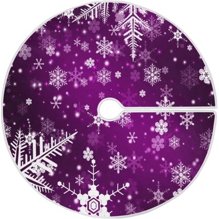 Christmas Tree Skirt Decorations Purple Snowflake Winter Xmas Tree Mat 48 inch for Holiday Party Supplies Rustic Ornaments Large Tree Skirt Decor