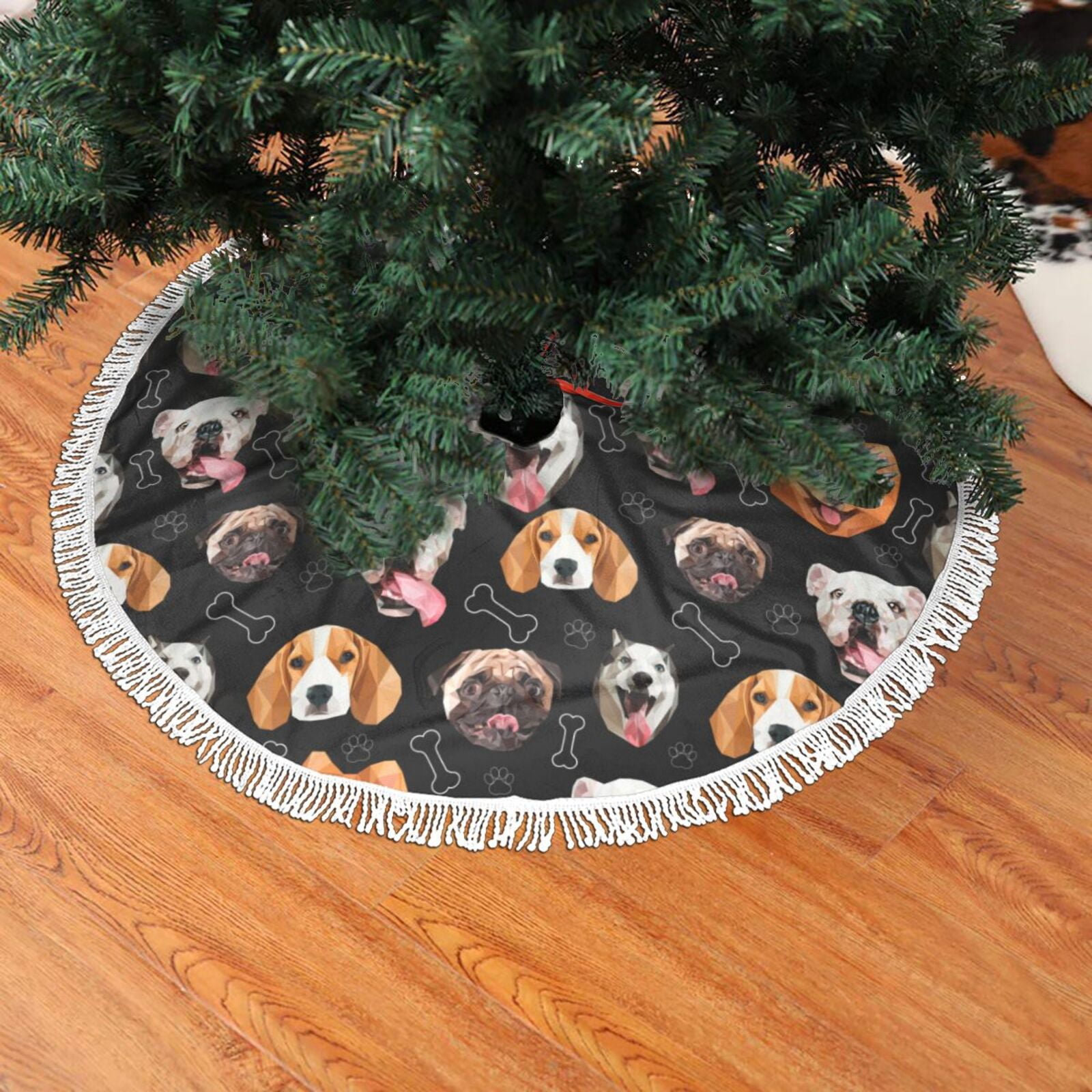 Christmas Tree Skirt, Different Breeds Of Dogs Christmas Tree