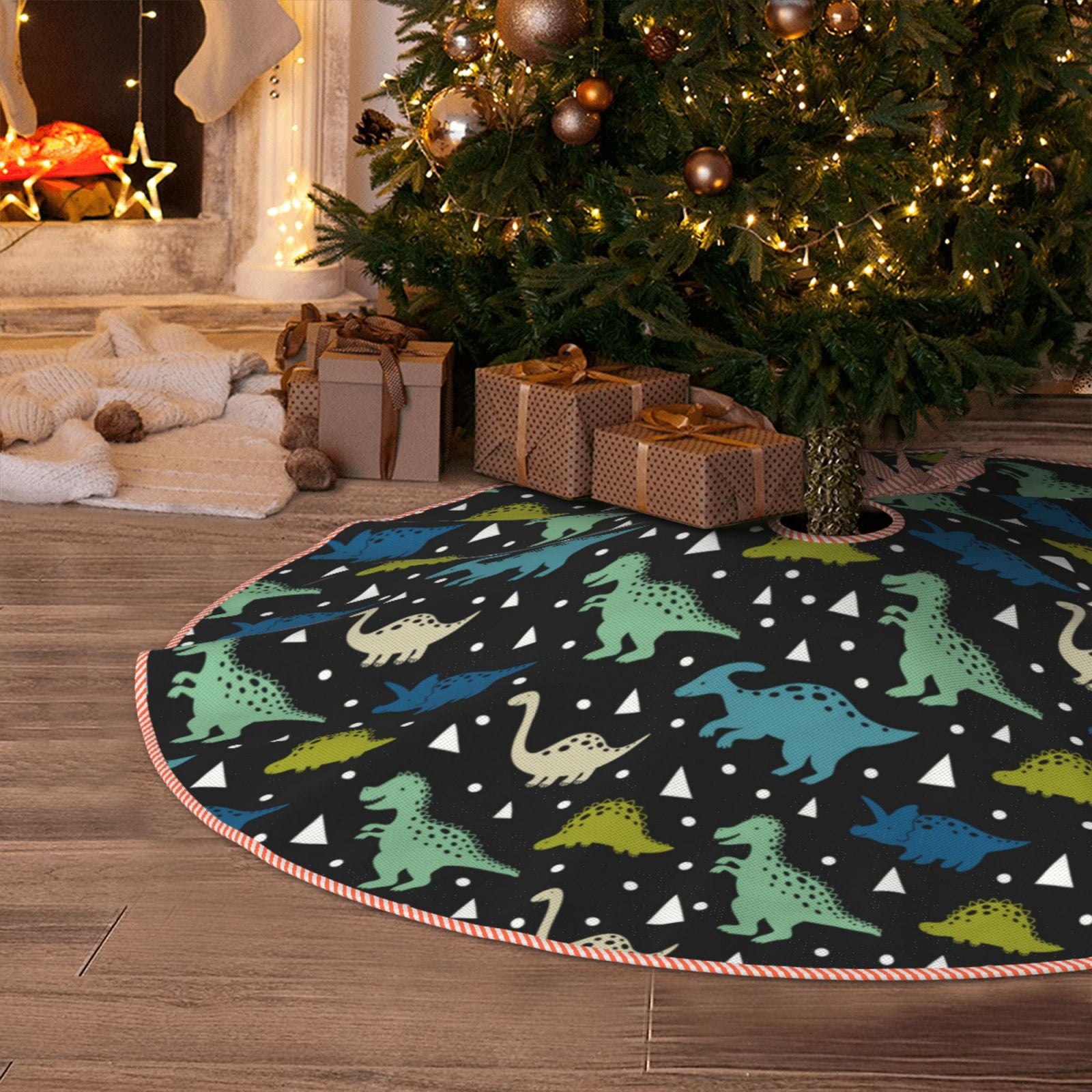 Christmas Tree Skirt, Dinosaur print ASoft Funny Christmas Tree