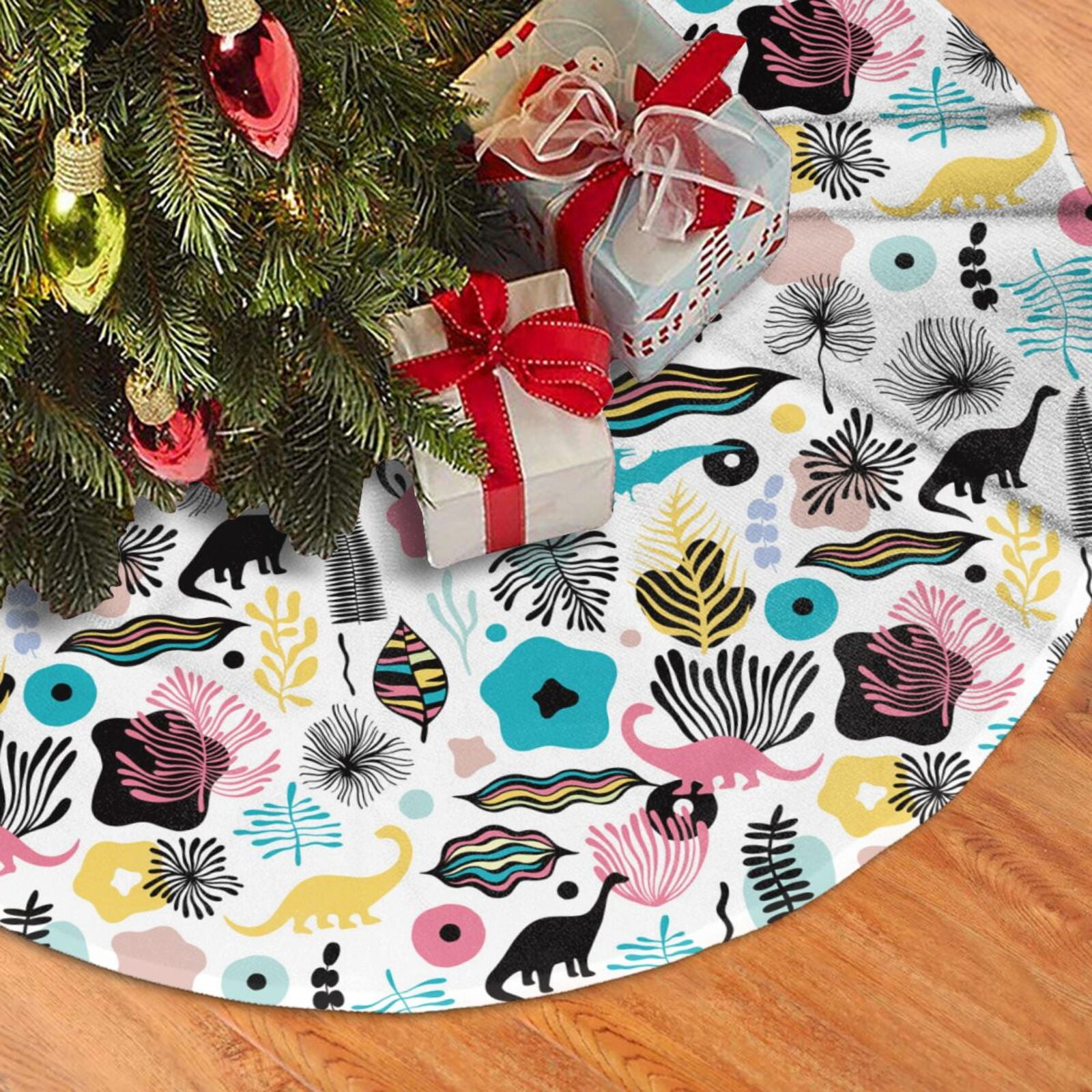 Christmas Tree Skirt, Dinosaur print F Soft Funny Christmas Tree